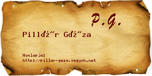 Pillár Géza névjegykártya